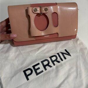 Perrin Two-Tone Pink Patent Leather Clutch